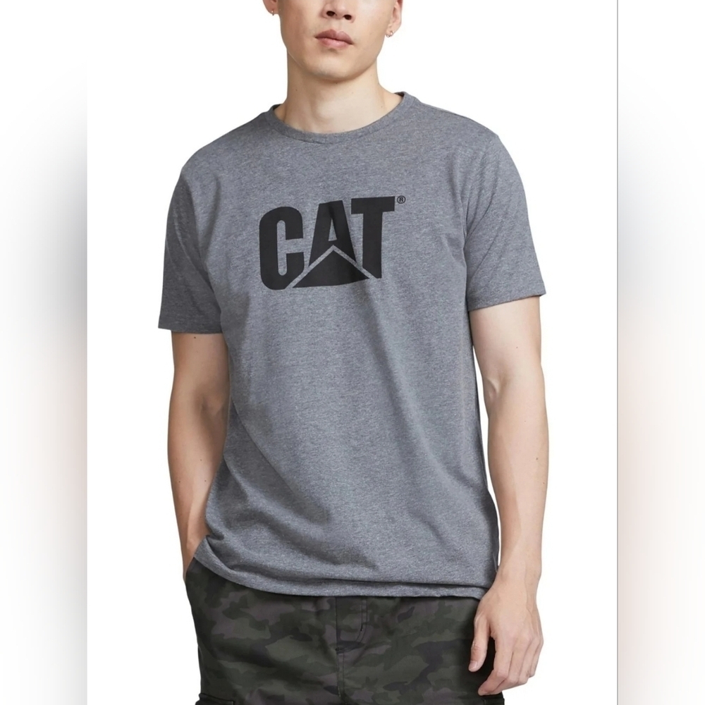 Caterpillar Cat Work Tractor Equipment Bulldozer T-Shirt Gray Black Logo Size M